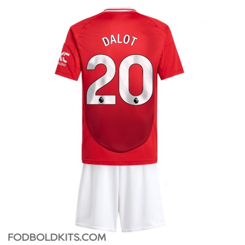 Manchester United Diogo Dalot #20 Hjemmebanesæt Børn 2024-25 Kortærmet (+ Korte bukser)